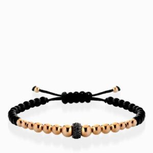 bracciale in oro rosa con rondella di diamanti neri in oro rosa