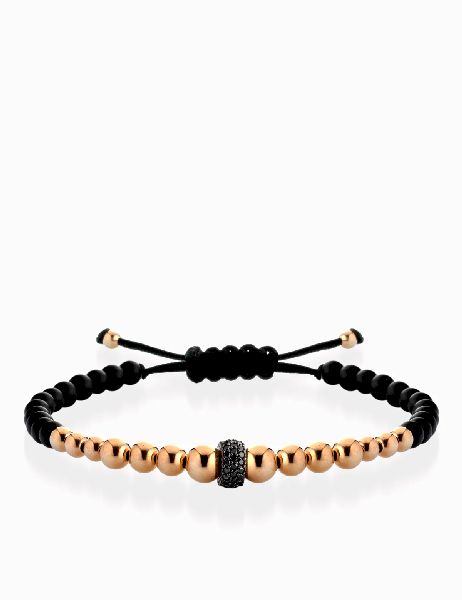 bracciale in oro rosa con rondella di diamanti neri in oro rosa