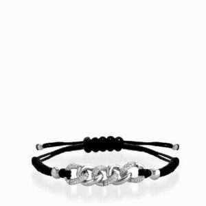 bracciale con laccio e groumetta in oro bianco e diamanti