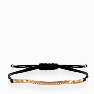 bracciale con laccio e bachetta centrale di diamanti in oro rosa