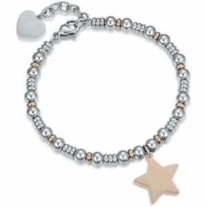 BRACCIALE IN ACCIAIO CON ELEMENTI IP ROSE E STELLA