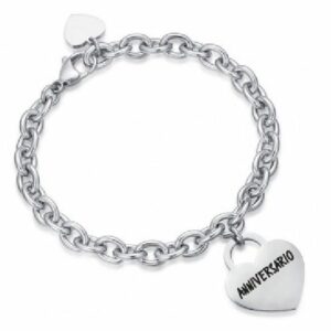 BRACCIALE DA DONNA IN ACCIAIO CON CUORE ANNIVERSARIO