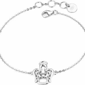 Bracciale in argento 925 con pendente a forma di angelo e cristallo Swarovski Elements.