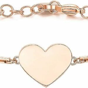 Bracciale CHAKRA in acciaio e pvd oro rosa con medaglia a cuore