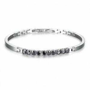 Bracciale AVANTGARDE in acciaio con zirconi neri