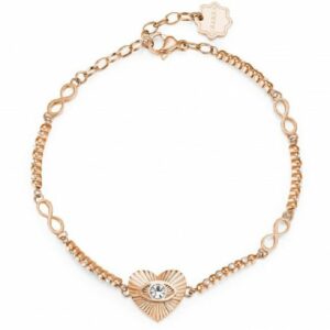 Bracciale CHAKRA in acciaio, pvd oro rosa con cuore