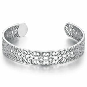 Bracciale rigido TAILOR in acciaio e traforo.