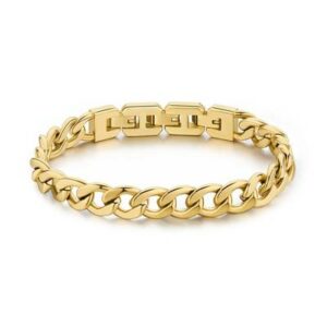 Bracciale catena in acciaio 316L e finitura pvd oro 14K.