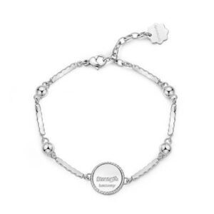 Bracciale semirigido in acciaio 316L con centrale con elefante e cristalli.