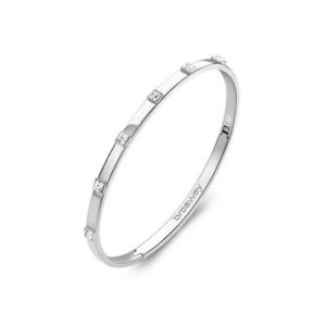 Bracciale rigido in acciaio 316L e cristalli.