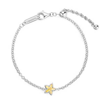 Bracciale in argento rodiato 925‰ con cubic zirconia colore golden yellow a forma stella.