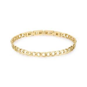 Bracciale catena grumetta in acciaio 316L e finitura pvd oro 14K.