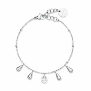 Bracciale PERFECT in acciaio 316L, con pendenti a goccia e cristallo