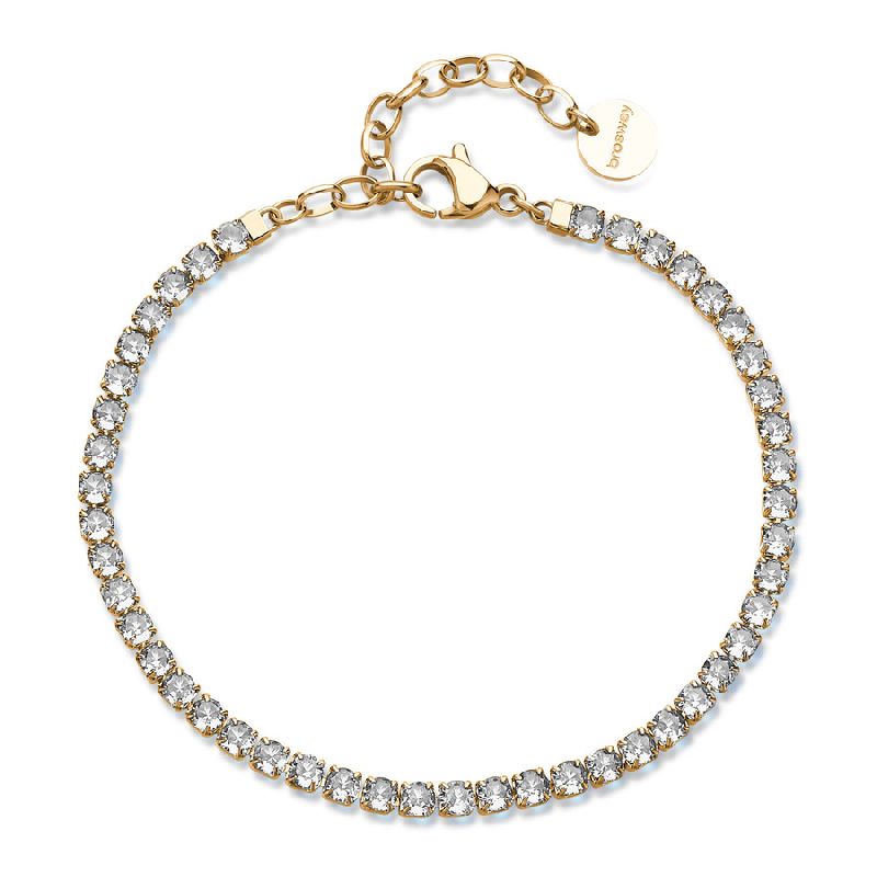 Bracciale DESIDERI in acciaio 316L, finitura pvd color oro con cubic zirconia white