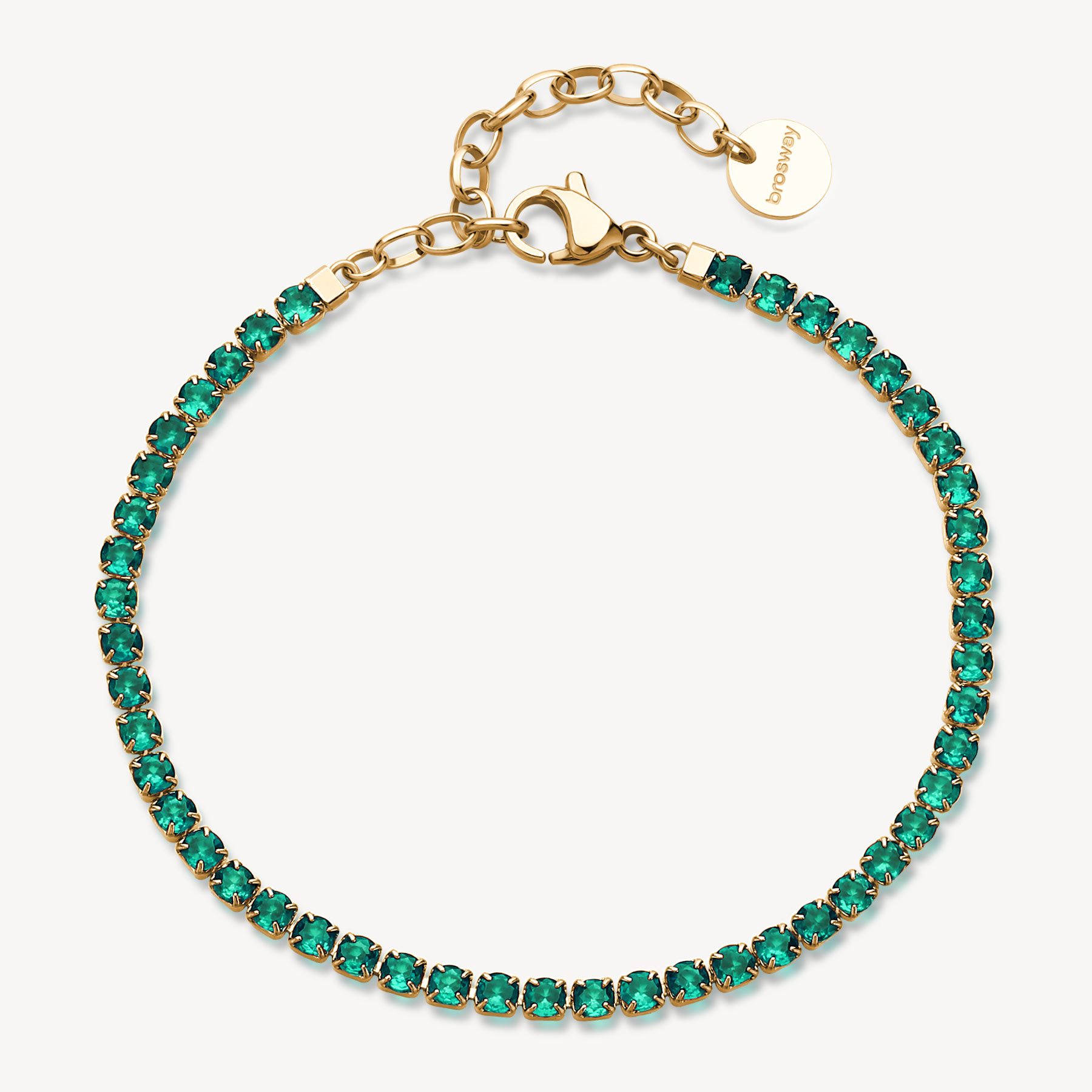 Bracciale DESIDERI in acciaio 316L, finitura pvd color oro con nano gem emerald