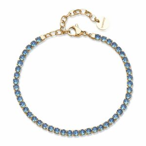 Bracciale DESIDERI in acciaio 316L, finitura pvd color oro con cubic zirconia light sapphire