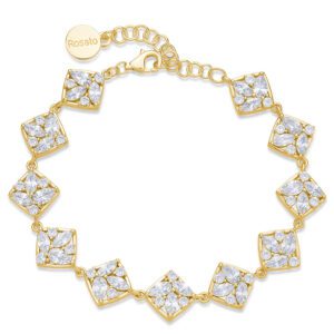 Bracciale GEMMA in argento 925/1000 galvanica oro giallo, e cubic zirconia white