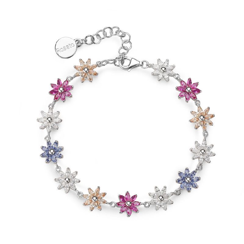 Bracciale GAIA argento 925/1000 rodio, cubic zirconia white, ruby, blue e champagne