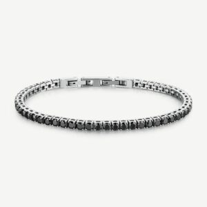 Bracciale AVANTGARDE in acciaio 316L, con cubic zirconia black