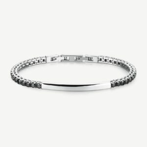 Bracciale AVANTGARDE in acciaio 316L, con cubic zirconia black