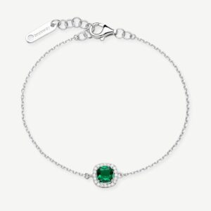 Bracciale FANCY in argento 925/1000 rodiato, e cubic zirconia emerald