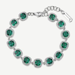 Bracciale FANCY in argento 925/1000 rodiato, e cubic zirconia emerald