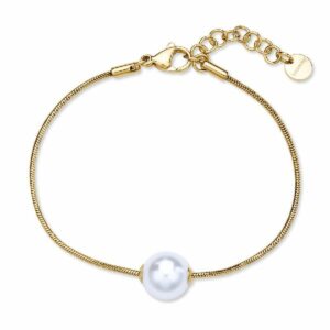 Bracciale PERFECT in acciaio 316L, finitura pvd colore oro, con perla di conchiglia