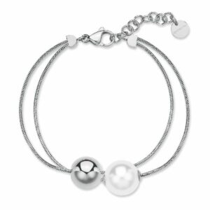 Bracciale PERFECT in acciaio 316L, multifilo con centrale a sfera e perla di conchiglia