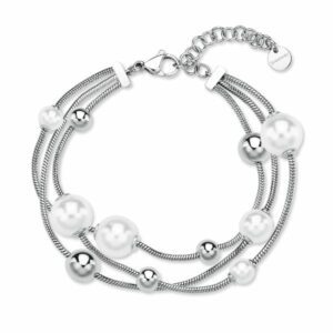 Bracciale PERFECT in acciaio 316L, multifilo con sfere e perle di conchiglia