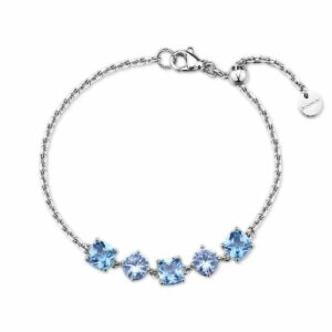 Bracciale DREAMING in acciaio 316L, con cubic zirconia round e cushion light sapphire