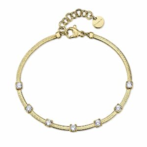 Bracciale DREAMING in acciaio 316L, finitura pvd colore oro, con cubic zirconia