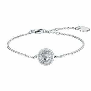 BRACCIALE DONNA IN ACCIAIO ELEMENTO CRISTALLO BIANCO E CRISTALLI BIANCHI