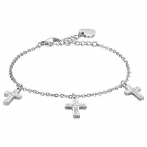 BRACCIALE DONNA IN ACCIAIO ELEMENTI TONDI CON CRISTALLI BIANCHI