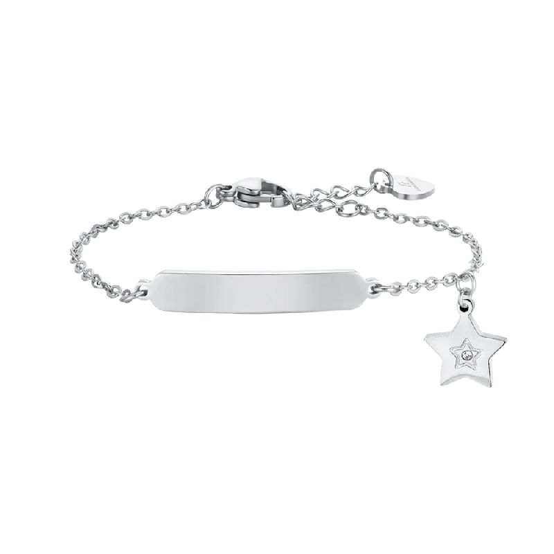 BRACCIALE BAMBINA IN ACCIAIO CON STELLA E PIASTRA