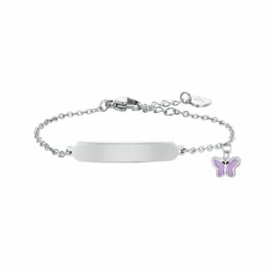 BRACCIALE BAMBINA IN ACCIAIO SMALTO VIOLA E PIASTRA