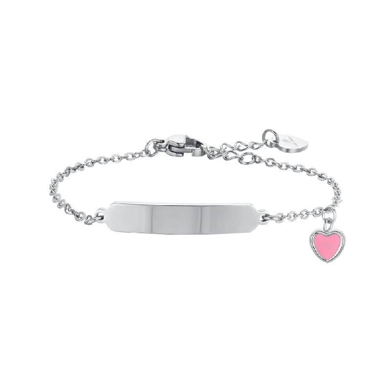 BRACCIALE BAMBINA IN ACCIAIO CON CUORE E PIASTRA