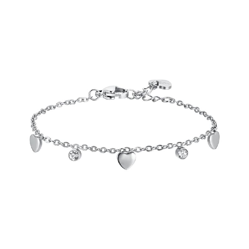 BRACCIALE BAMBINA IN ACCIAIO CUORI E CRISTALLI