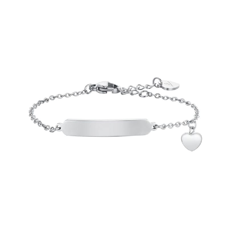 BRACCIALE BAMBINA IN ACCIAIO CUORI E PIASTRA