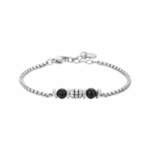 BRACCIALE BAMBINO IN ACCIAIO PIETRE NERE