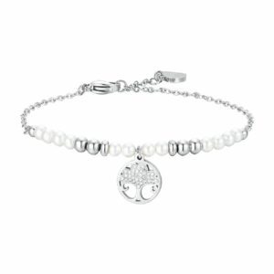 BRACCIALE DONNA IN ACCIAIO CON PERLE E ALBERO DELLA VITA