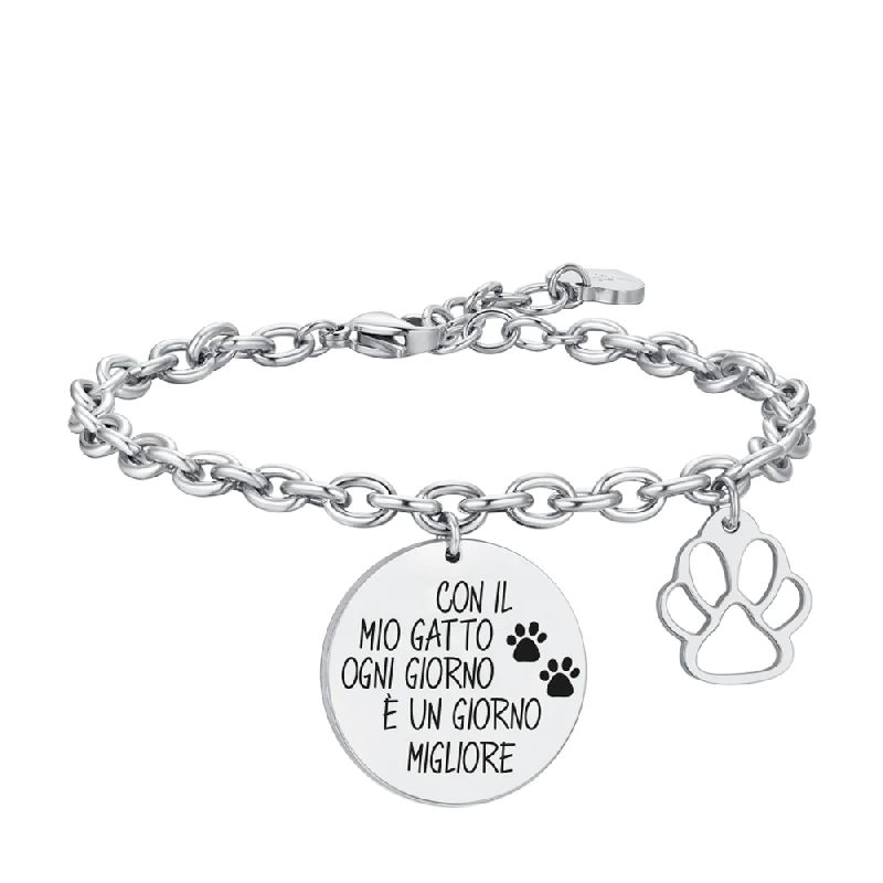 BRACCIALE DONNA IN ACCIAIO GATTO