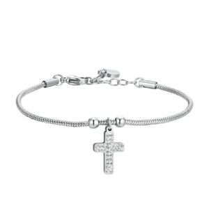 BRACCIALE DONNA IN ACCIAIO CON CROCE