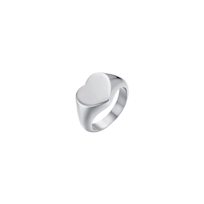 ANELLO DONNA SIGILLO IN ACCIAIO CON CUORE - MISURA 8