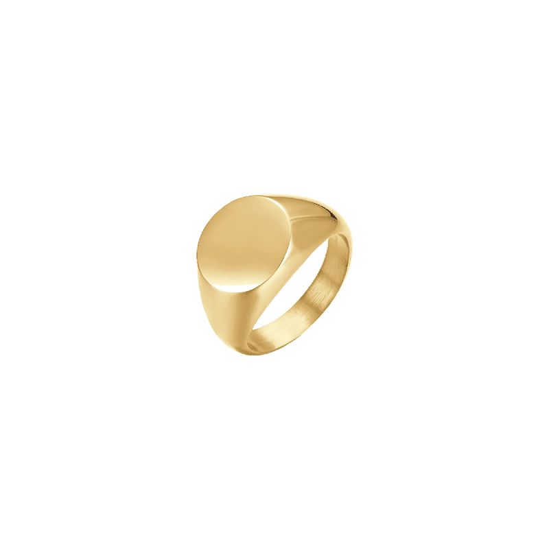 ANELLO DONNA SIGILLO IN ACCIAIO IP GOLD - MISURA 8