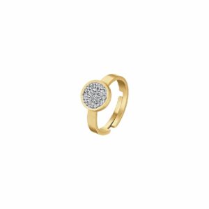 ANELLO DONNA IN ACCIAIO IP GOLD CON ELEMENTO CON CRISTALLI BIANCHI