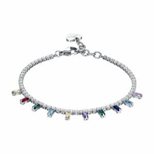 BRACCIALE DONNA IN ACCIAIO CON CRISTALLI MULTICOLOR