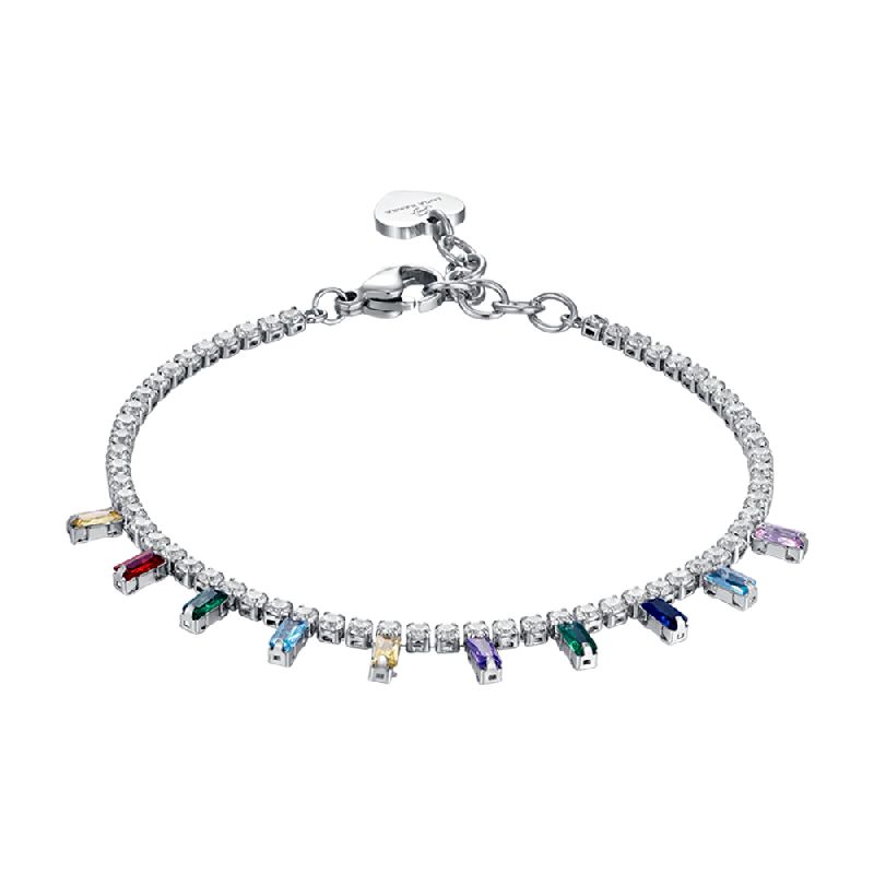 BRACCIALE DONNA IN ACCIAIO CON CRISTALLI MULTICOLOR