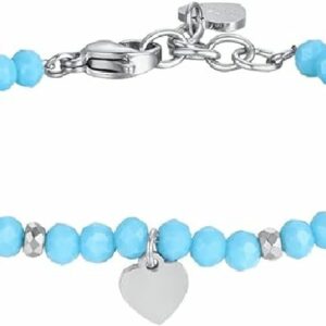 BRACCIALE BAMBINA IN ACCIAIO CON PIETRE TURCHESI E CUORI