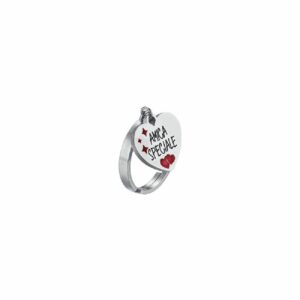 ANELLO DONNA IN ACCIAIO AMICA SPECIALE CON CUORE E ROSSO