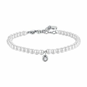 BRACCIALE DONNA IN ACCIAIO CON PERLE CON CRISTALLO BIANCO